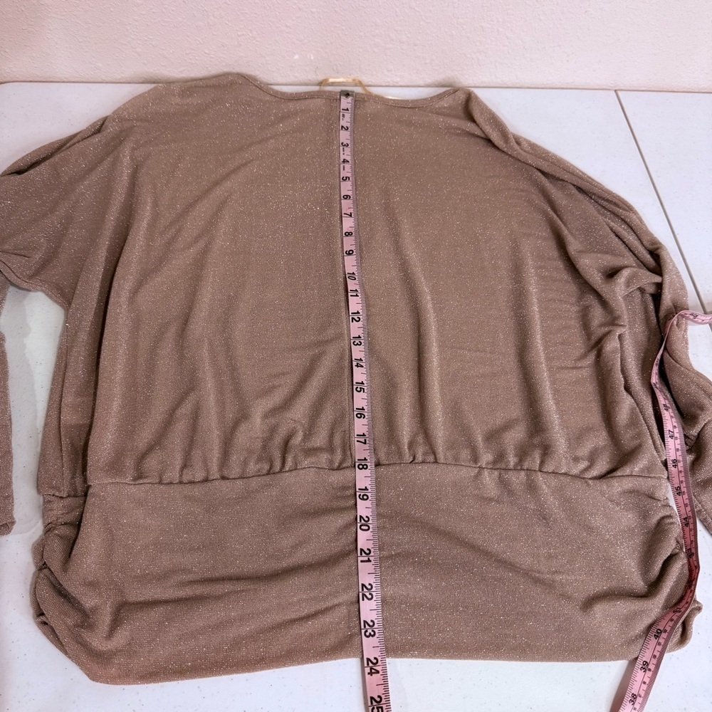 Democracy Sparkle Blouse Long Sleeve 5-Button Cuff Brown Sugar Women’s Size XL - Picture 9 of 11